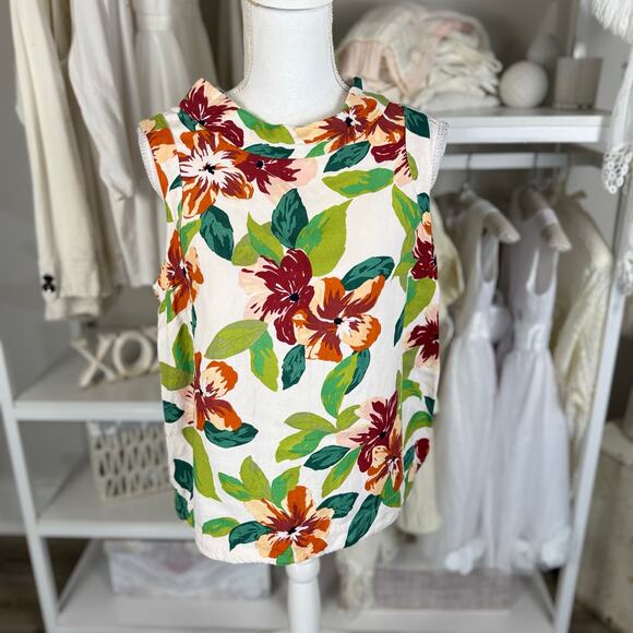 Ann Taylor Factory Tops - Ann Taylor Factory Women's Size M Petite Linen Viscose Floral Tank Blouse #3592